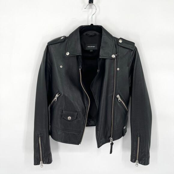 Mackage Black Baya Lamb Leather Biker Moto Motorcycle Jacket size XXS - Picture 2 of 10